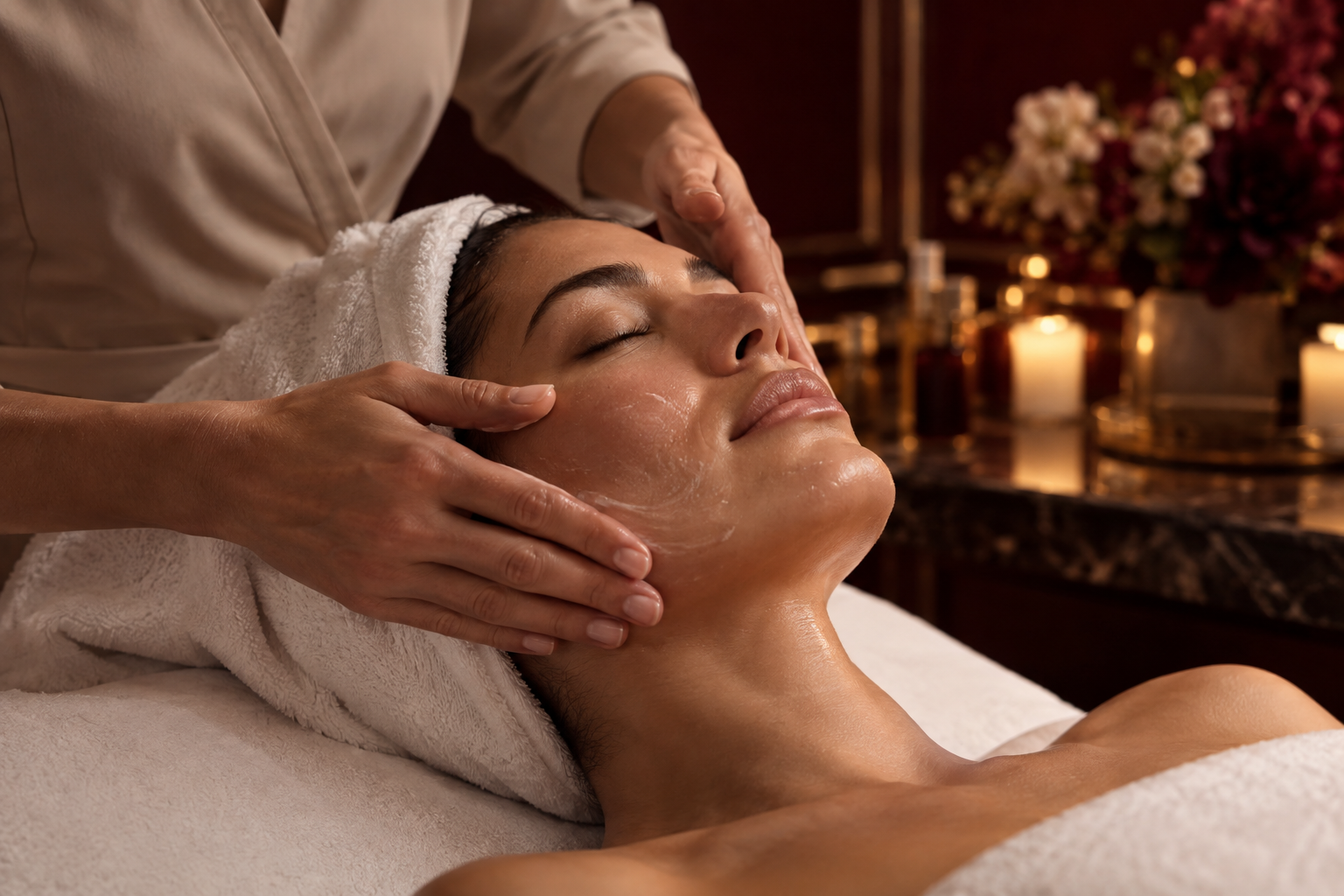 Un soin du visage dans le calme d’un institut de beauté